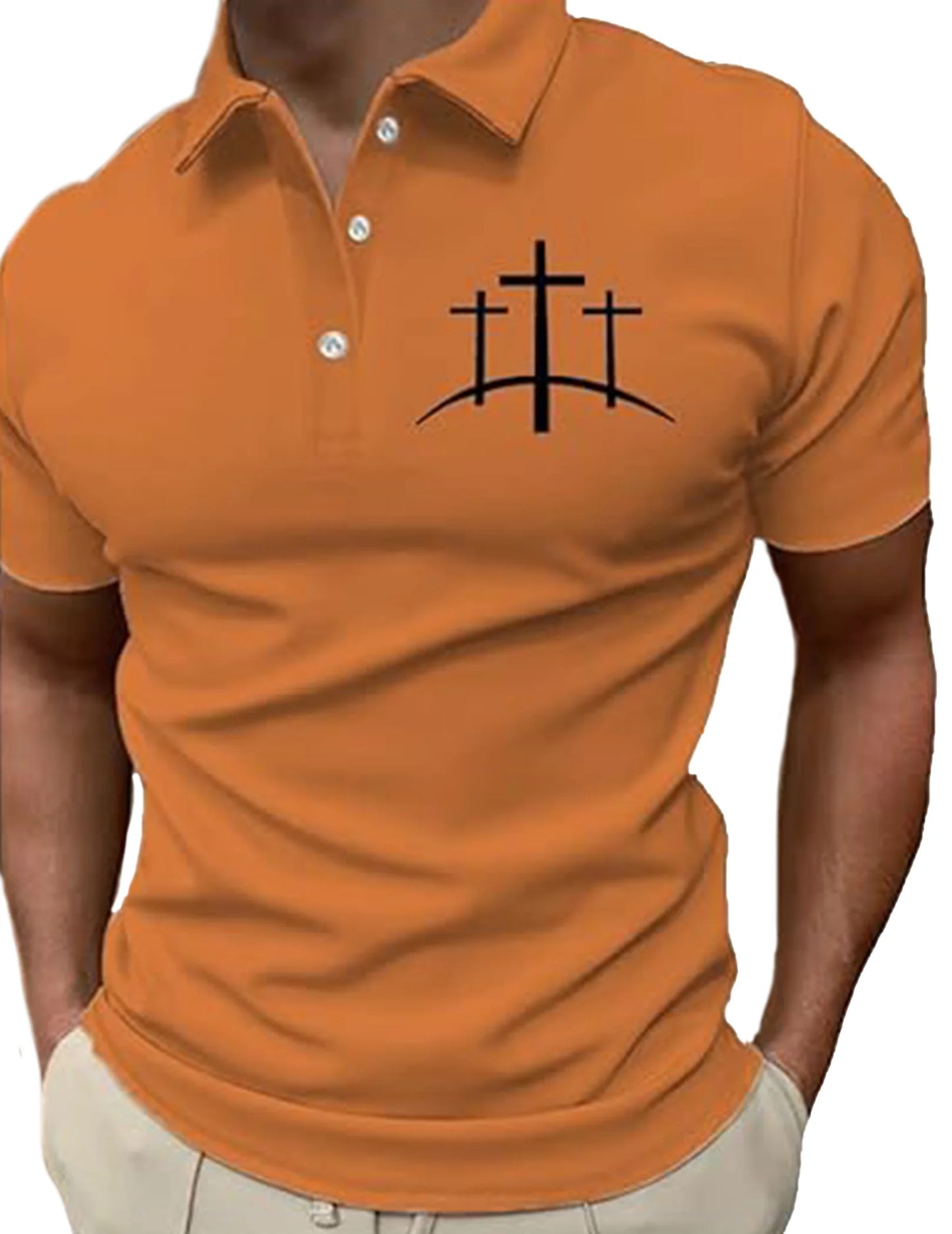 Men Faith Cross Sports Shirt Breathable Cross Pattern Printed Tops Comfortable Fit Shirts for Outdoor Activities Gathering Party