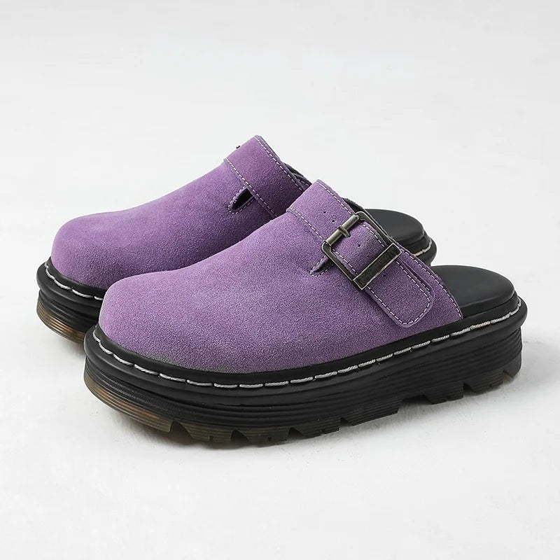 Women's Platform Mules Cork Insole Unisex Clogs Slippers Water Corrugated Sole Non-slip Men's Sandals With Arch Support