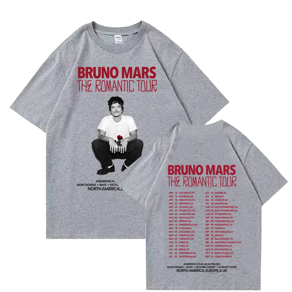 Bruno Mars The Romantic 2026 Tour Tee Bruno Mars T-shirt Unisex Youth and Adult T-shirt Concert Outfits Cotton Comfort Chic Tops