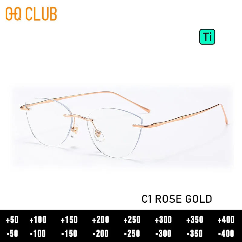 O-Q CLUB Rimless Presbyopic Glasses Woman Optical Titanium Women's Eyeglasses for Reading Glass for Man Eye-glasses -1 Eyewear