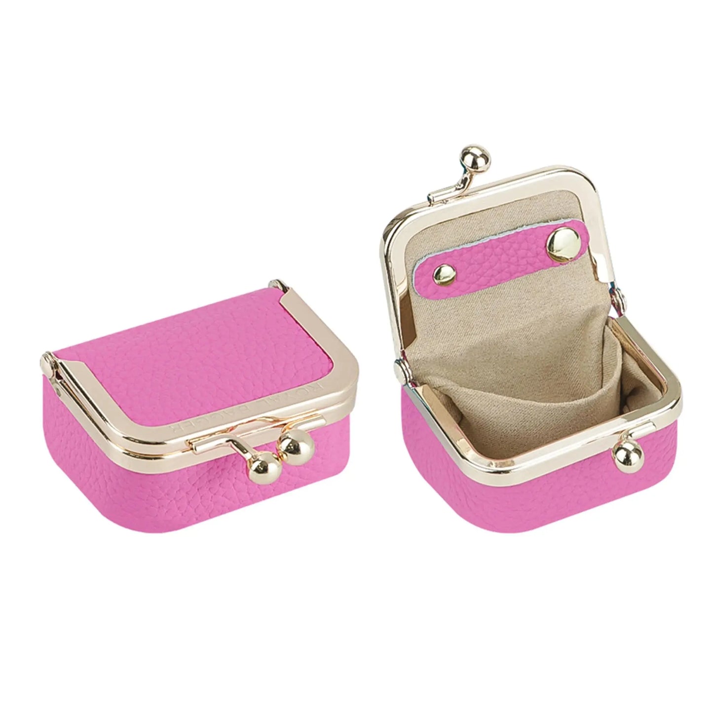 Royal Bagger Wallet Genuine Leather Kiss Lock Coin Purse Solid Color Square Leather Jewelry Bag Multifunctional Mini Small Item