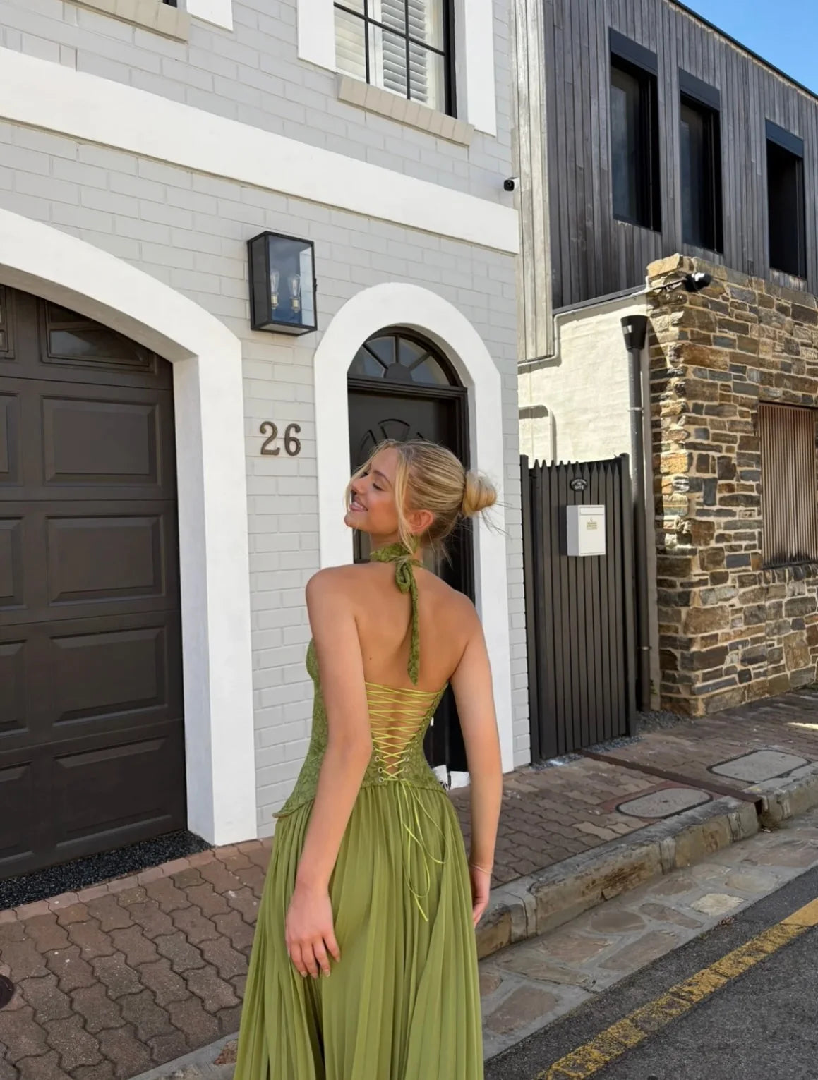Green Corset Halter Long Dress Women Backless Off Shoulder Pleated Patchwork Slim Maxi Dress 2026 Summer Lady Party Evening Gown