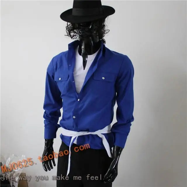 Michael Jackson the Way You Make Me Feel Blue Shirt Proformance Collection Show