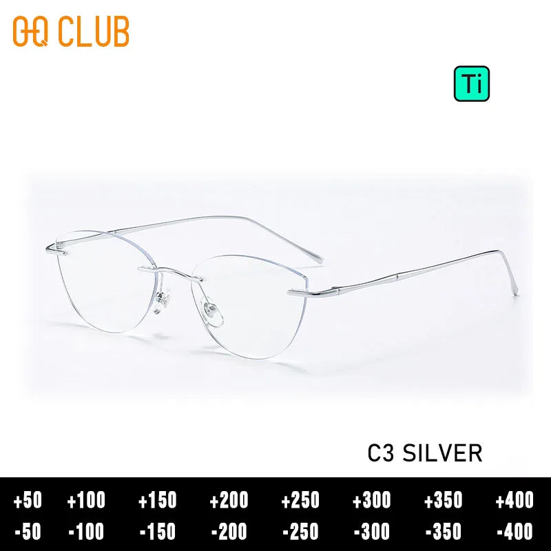 O-Q CLUB Rimless Presbyopic Glasses Woman Optical Titanium Women's Eyeglasses for Reading Glass for Man Eye-glasses -1 Eyewear