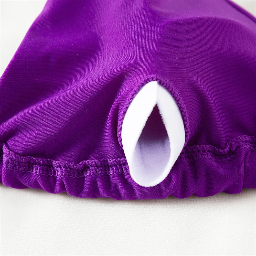 Purple Bikini Triangle Sling Extrem Push Up Swimsuit Backless Bandage Swimwear Women Holiday Beach Outfit Bathing Suit Sexys Set