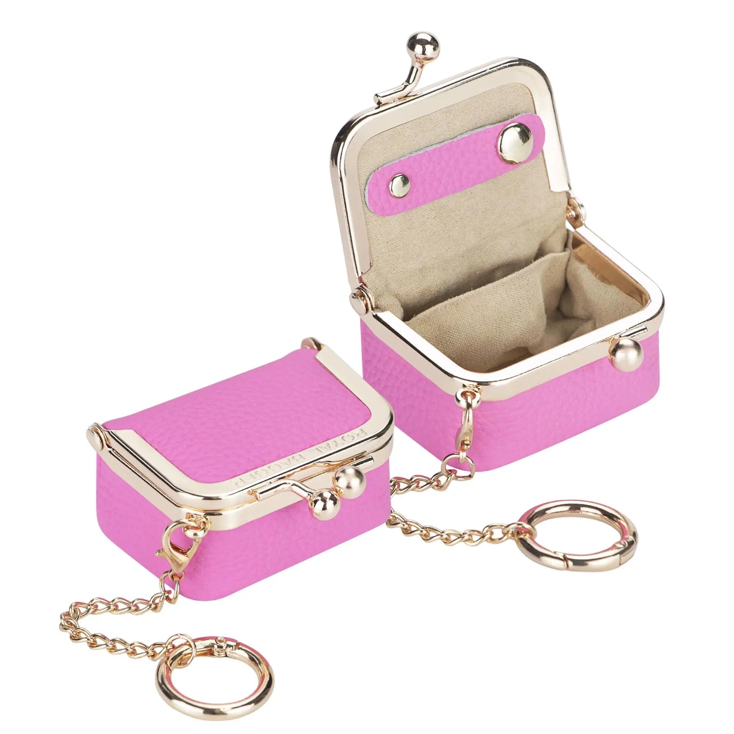Royal Bagger Wallet Genuine Leather Kiss Lock Coin Purse Solid Color Square Leather Jewelry Bag Multifunctional Mini Small Item