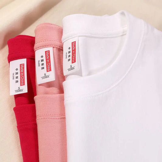 220 grams pure cotton short-sleeved custom logo solid-color round-neck T-shirt, loose large size, breathable T-shirt custom with