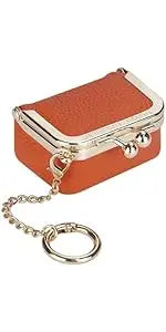 Royal Bagger Wallet Genuine Leather Kiss Lock Coin Purse Solid Color Square Leather Jewelry Bag Multifunctional Mini Small Item