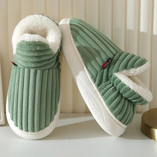 Evshine Soft Sole Slippers For Women Winter Fashion Women Fur Slippers Fuzzy Plush Men Slippers Warm Furry Women Cotton Shoes