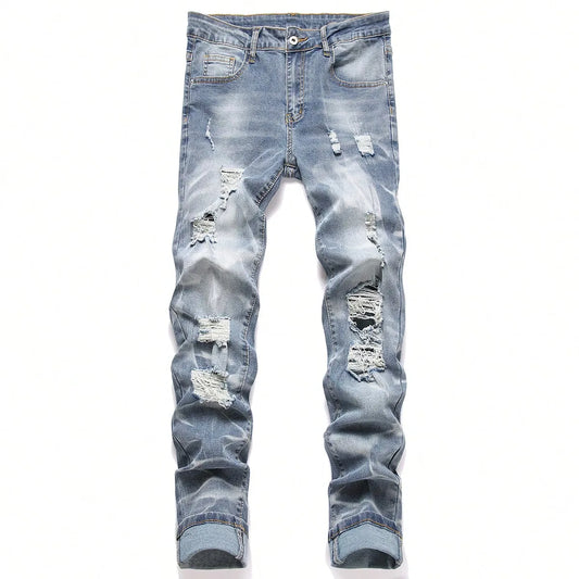 Fashion Men's Jeans Pants Stretch Dark Blue Skinny Jeans For Men Casual Slim Fit Denim Pants Korean Style Male Trousers Jeans