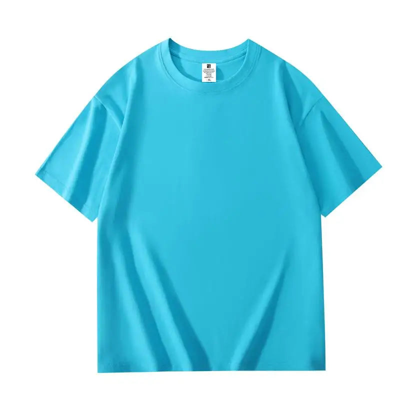 200 grams pure cotton short-sleeved custom logo solid-color round-neck T-shirt, loose large size, breathable T-shirt custom with
