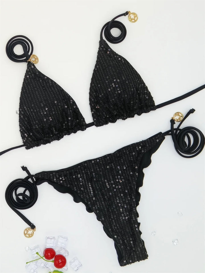 Sparkle Waves Brazilian Bikini Women Inspired Swimwear Designer Female Swimsuit Two-pieces Bikini set Bather Bathing Suit Vacay