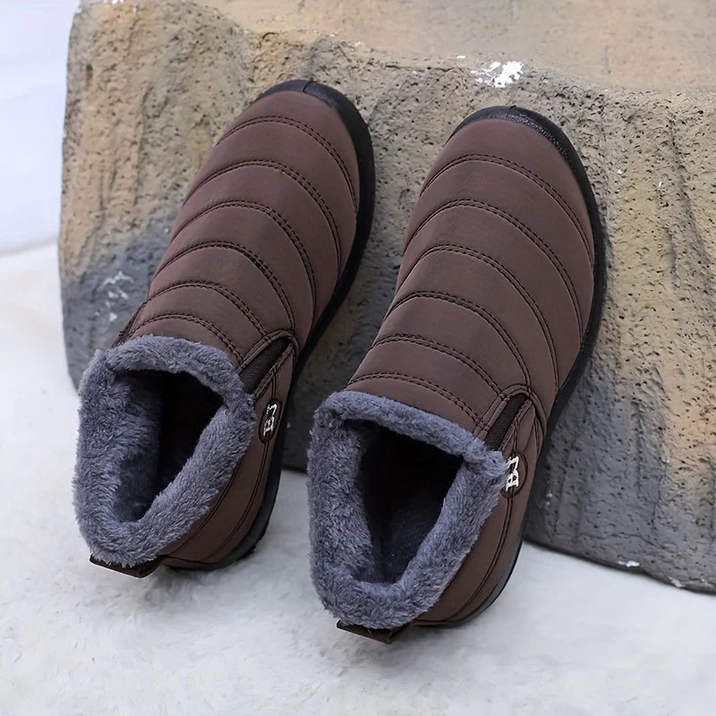 Warm Snow Boots for Women Men Slip Resistant Thick Sole Arctic Insulation Round Toe Outdoor Shoes PU Sole
