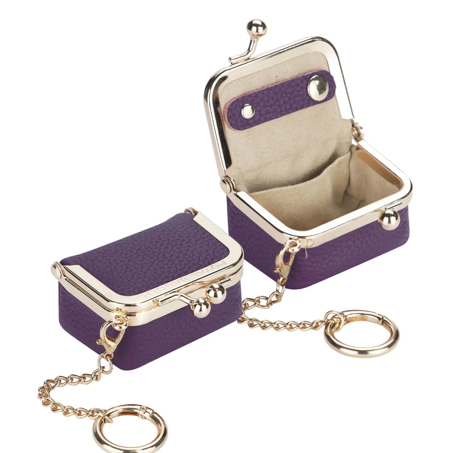 Royal Bagger Wallet Genuine Leather Kiss Lock Coin Purse Solid Color Square Leather Jewelry Bag Multifunctional Mini Small Item