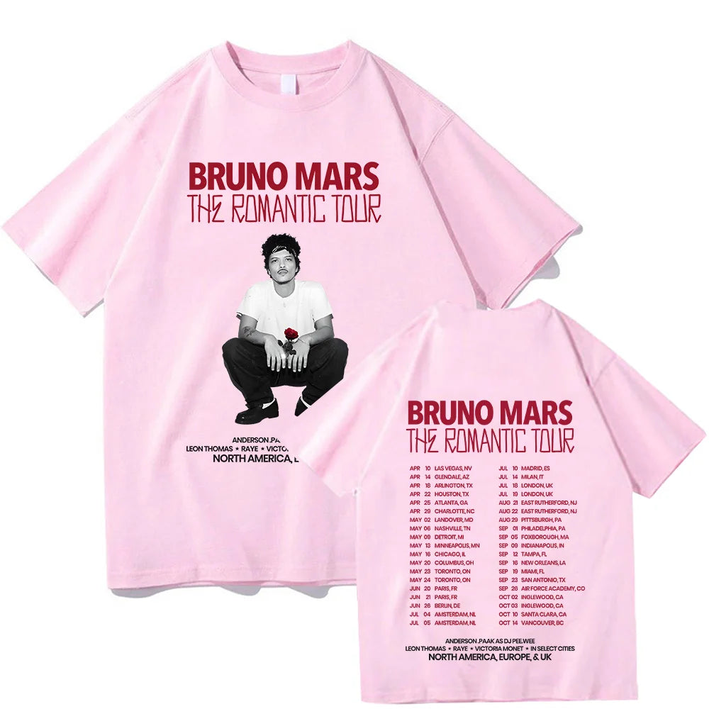 Bruno Mars The Romantic 2026 Tour Tee Bruno Mars T-shirt Unisex Youth and Adult T-shirt Concert Outfits Cotton Comfort Chic Tops