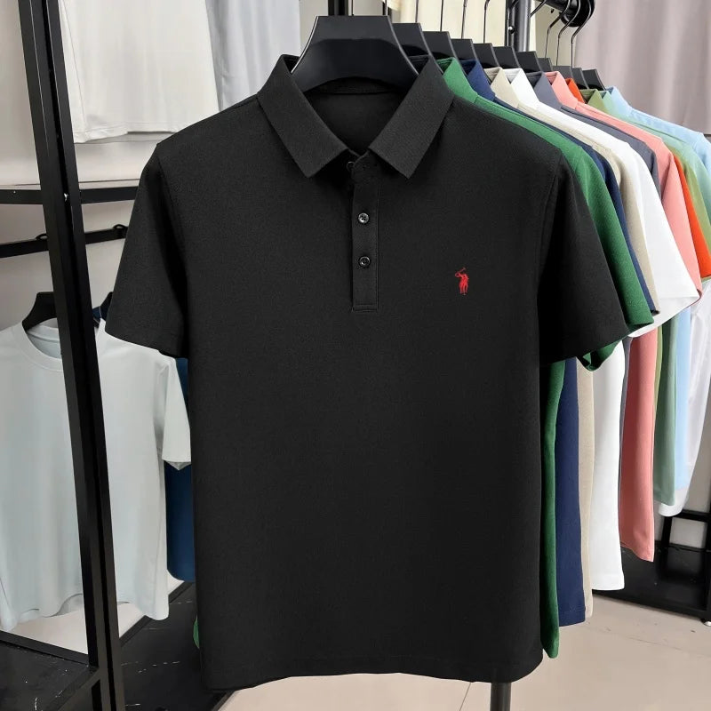 Luxury brand pony embroidered short sleeve men's polo shirt new business casual breathable summer comfort high-end Paul T-shirt