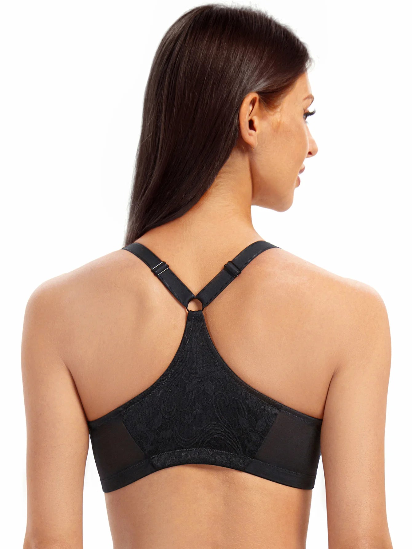 Plus Racerback Lace Underwire Front Closure Bra