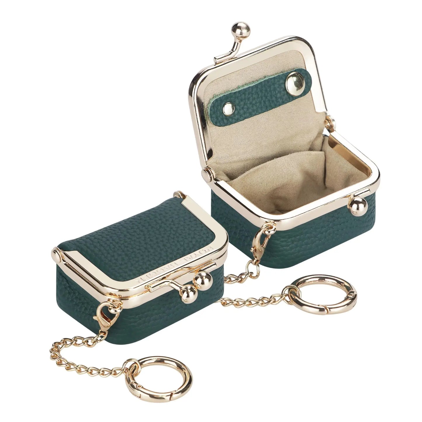 Royal Bagger Wallet Genuine Leather Kiss Lock Coin Purse Solid Color Square Leather Jewelry Bag Multifunctional Mini Small Item