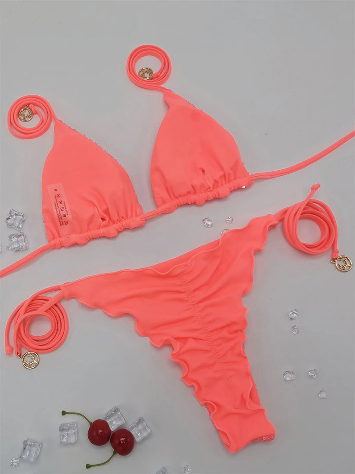 Sparkle Waves Brazilian Bikini Women Inspired Swimwear Designer Female Swimsuit Two-pieces Bikini set Bather Bathing Suit Vacay