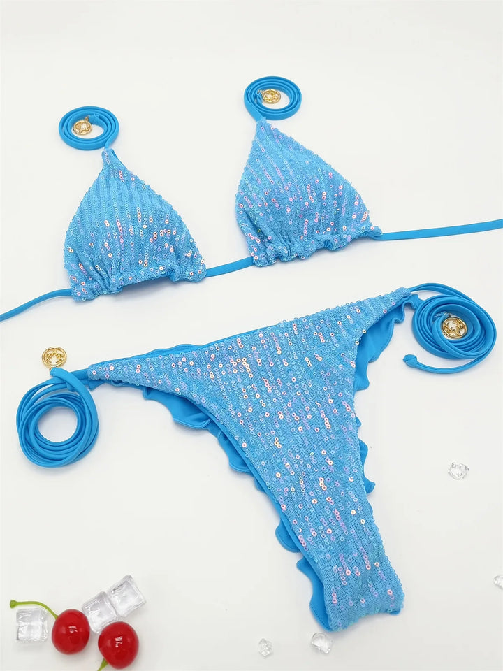 Sparkle Waves Brazilian Bikini Women Inspired Swimwear Designer Female Swimsuit Two-pieces Bikini set Bather Bathing Suit Vacay