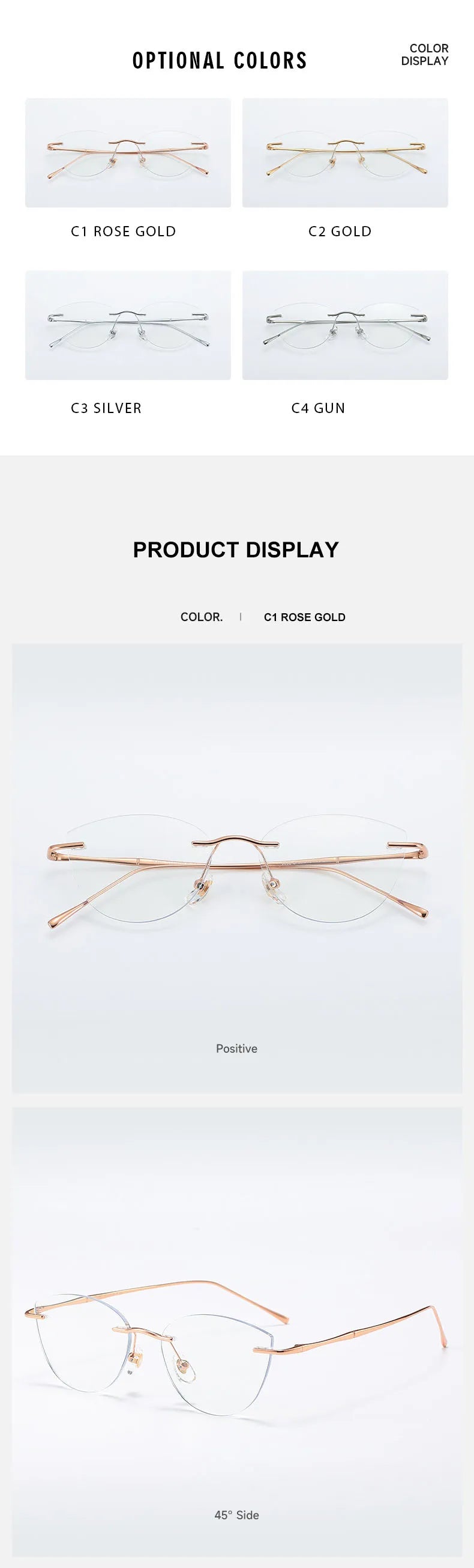 O-Q CLUB Rimless Presbyopic Glasses Woman Optical Titanium Women's Eyeglasses for Reading Glass for Man Eye-glasses -1 Eyewear
