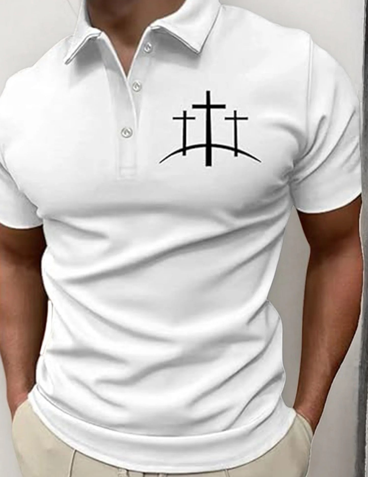 Men Faith Cross Sports Shirt Breathable Cross Pattern Printed Tops Comfortable Fit Shirts for Outdoor Activities Gathering Party