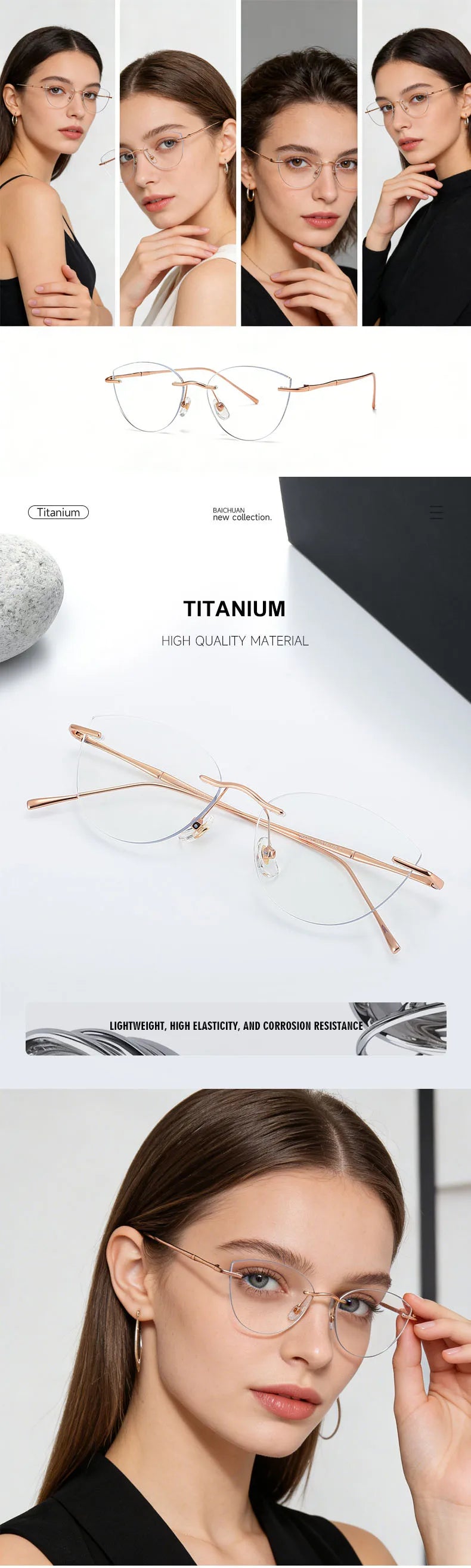 O-Q CLUB Rimless Presbyopic Glasses Woman Optical Titanium Women's Eyeglasses for Reading Glass for Man Eye-glasses -1 Eyewear