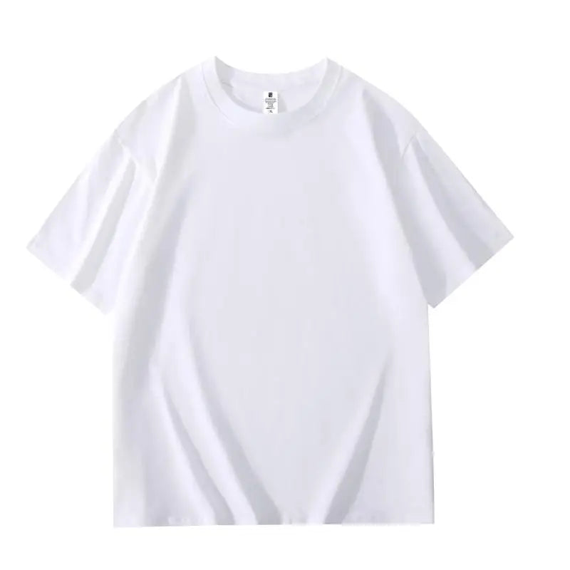200 grams pure cotton short-sleeved custom logo solid-color round-neck T-shirt, loose large size, breathable T-shirt custom with