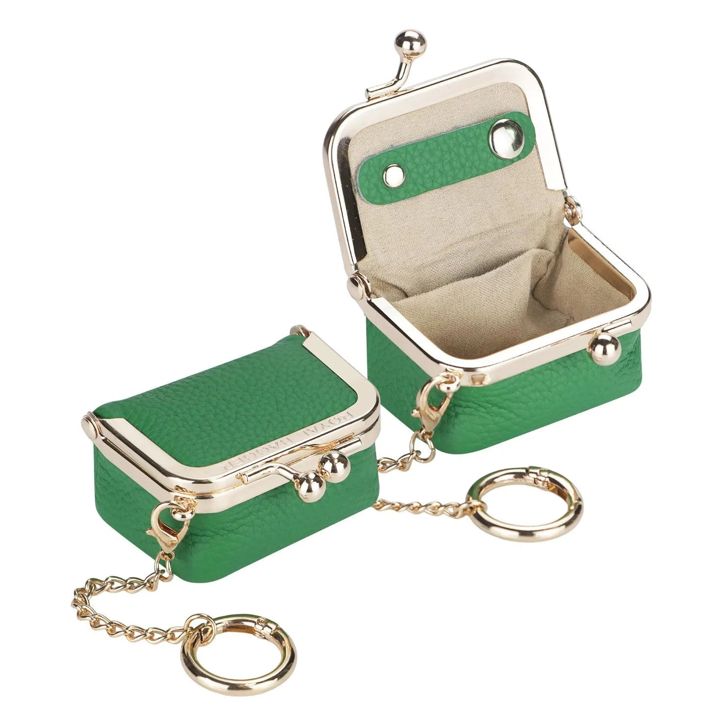 Royal Bagger Wallet Genuine Leather Kiss Lock Coin Purse Solid Color Square Leather Jewelry Bag Multifunctional Mini Small Item