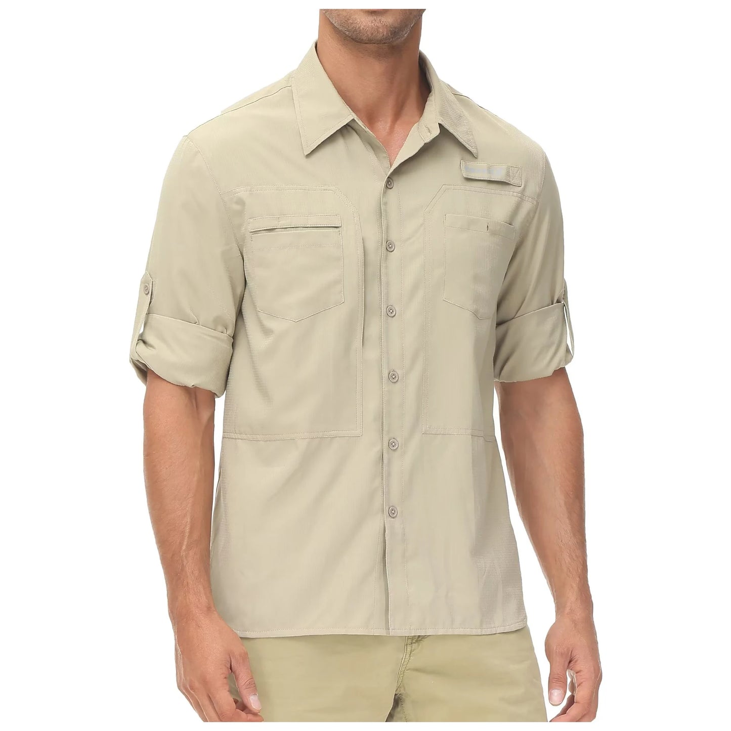 Summer Men's UPF 50+ Casual Long Sleeve Fishing Shirts, Lightweight Tactical Button Down Shirt with Breathable Back Mesh
