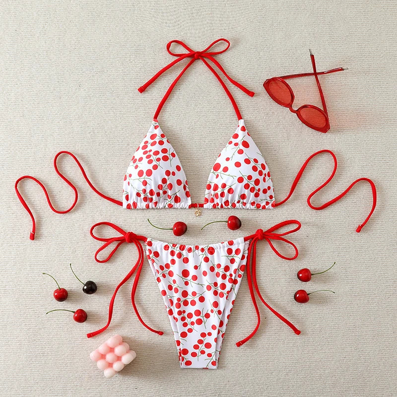 Micro Thong Bikini Triangle Swimwear Sexy Lace Bikini Set 2026 Swimsuit Women 2 Piece Beachwear Bandage Bathing Suits Beach Wear