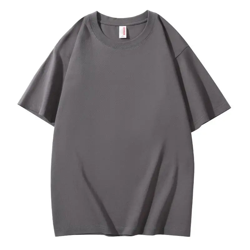 220 grams pure cotton short-sleeved custom logo solid-color round-neck T-shirt, loose large size, breathable T-shirt custom with