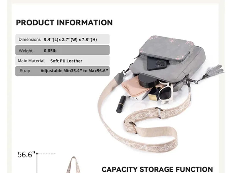 Pomelo Best Crossbody Purses for Women, Soft Leather Medium Cross Body Bags Woman, Shoulder Bag with Adjustable Strap Travel