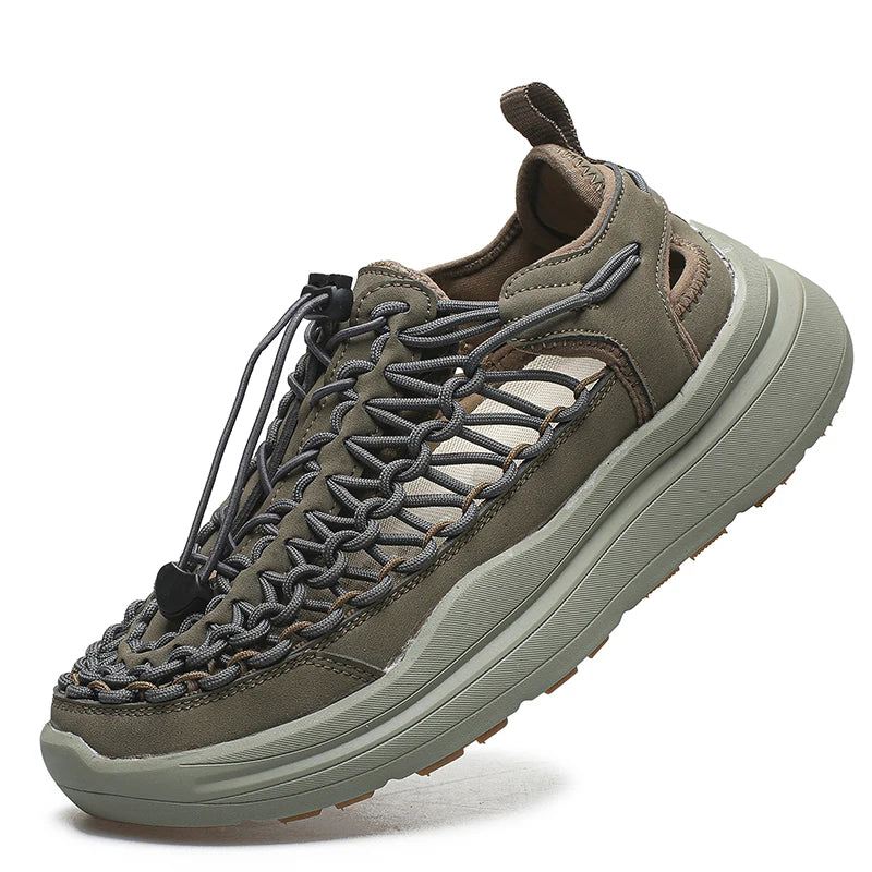Summer Hand-woven Couple Sandals Brand Designer Men Sandals High Quality Men's Flat Casual Shoes Outdoor Thick Bottom Sandals