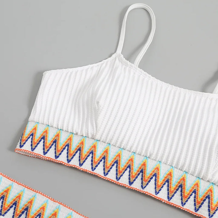 Sexy High Waist Swimsuit Women White Bikini 2025 Patchwork Swimwear Female Biquini Brazilian Bikini Set Beachwear Bathing Suit