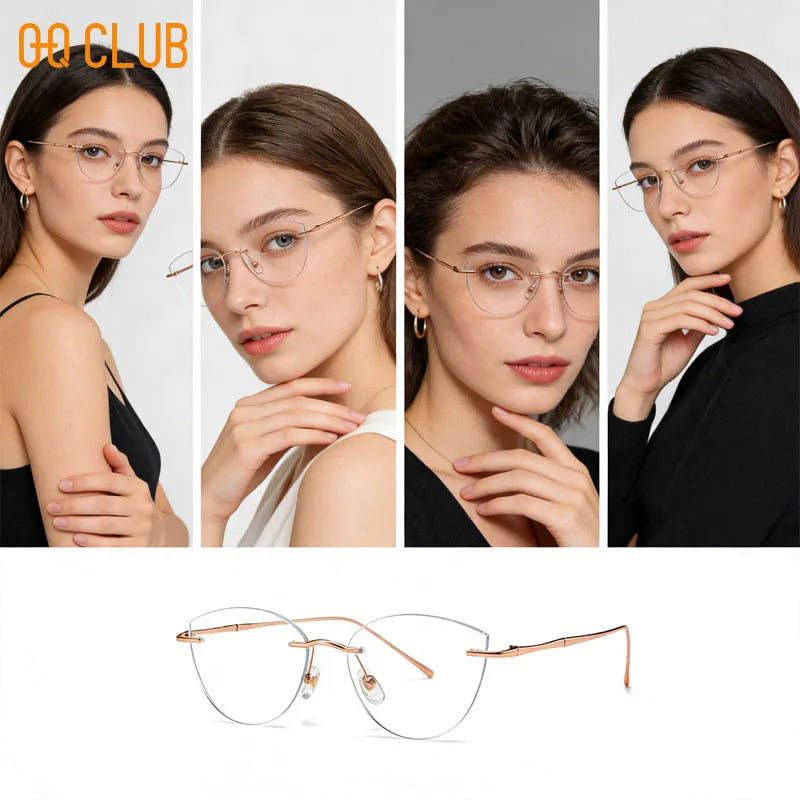 O-Q CLUB Rimless Presbyopic Glasses Woman Optical Titanium Women's Eyeglasses for Reading Glass for Man Eye-glasses -1 Eyewear