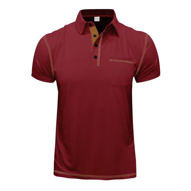 Summer Men's Short Sleeve Polo Shirt 2024 New Pocket Lapel Top, Breathable Polyester Casual Men's Polo Shirt for Daily Wear