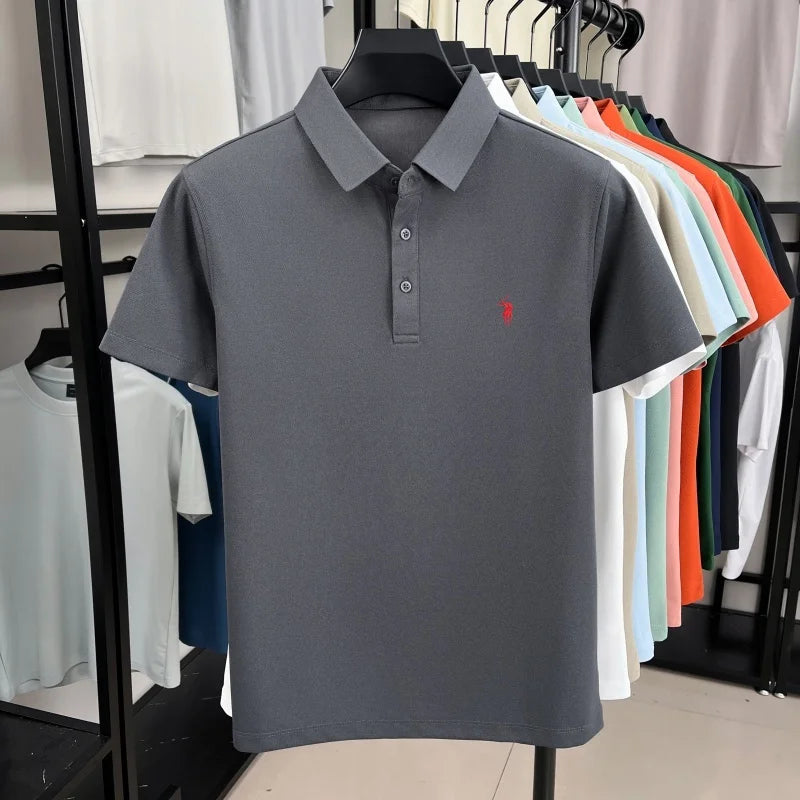 Luxury brand pony embroidered short sleeve men's polo shirt new business casual breathable summer comfort high-end Paul T-shirt