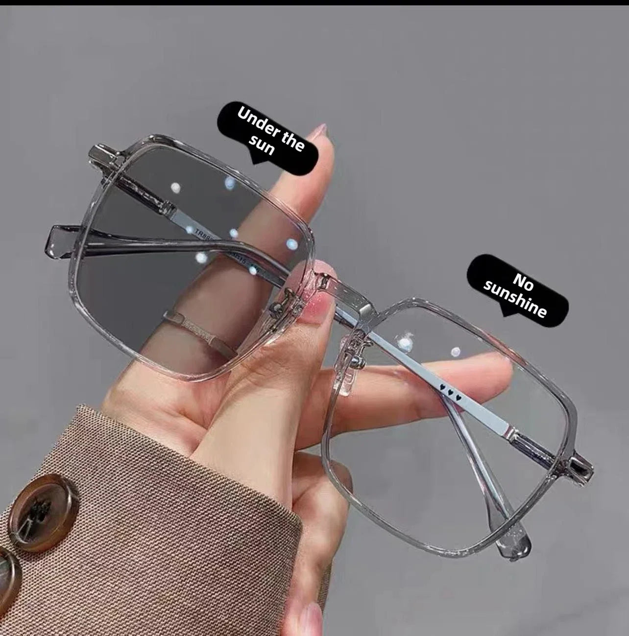 Photochromic Anti Blue Light Blocking Reading Glasses Stylish Large Frames for Man and Woman Presbyopia Eyewea Plano Eyeglasses