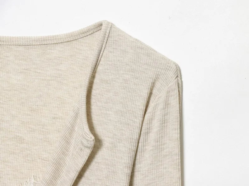 MUJER Lace Cropped Cardigan Women Button up Knit Tops Woman Vintage Knitwears Long Sleeve Knitted Cardigans Sweaters for Women