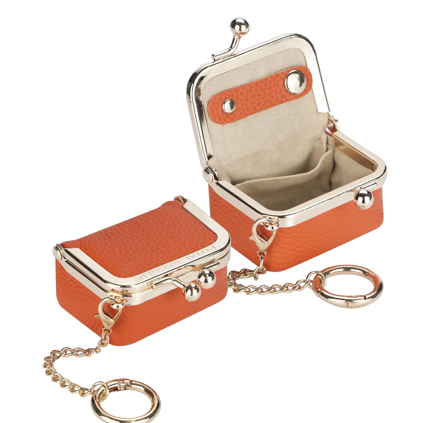 Royal Bagger Wallet Genuine Leather Kiss Lock Coin Purse Solid Color Square Leather Jewelry Bag Multifunctional Mini Small Item