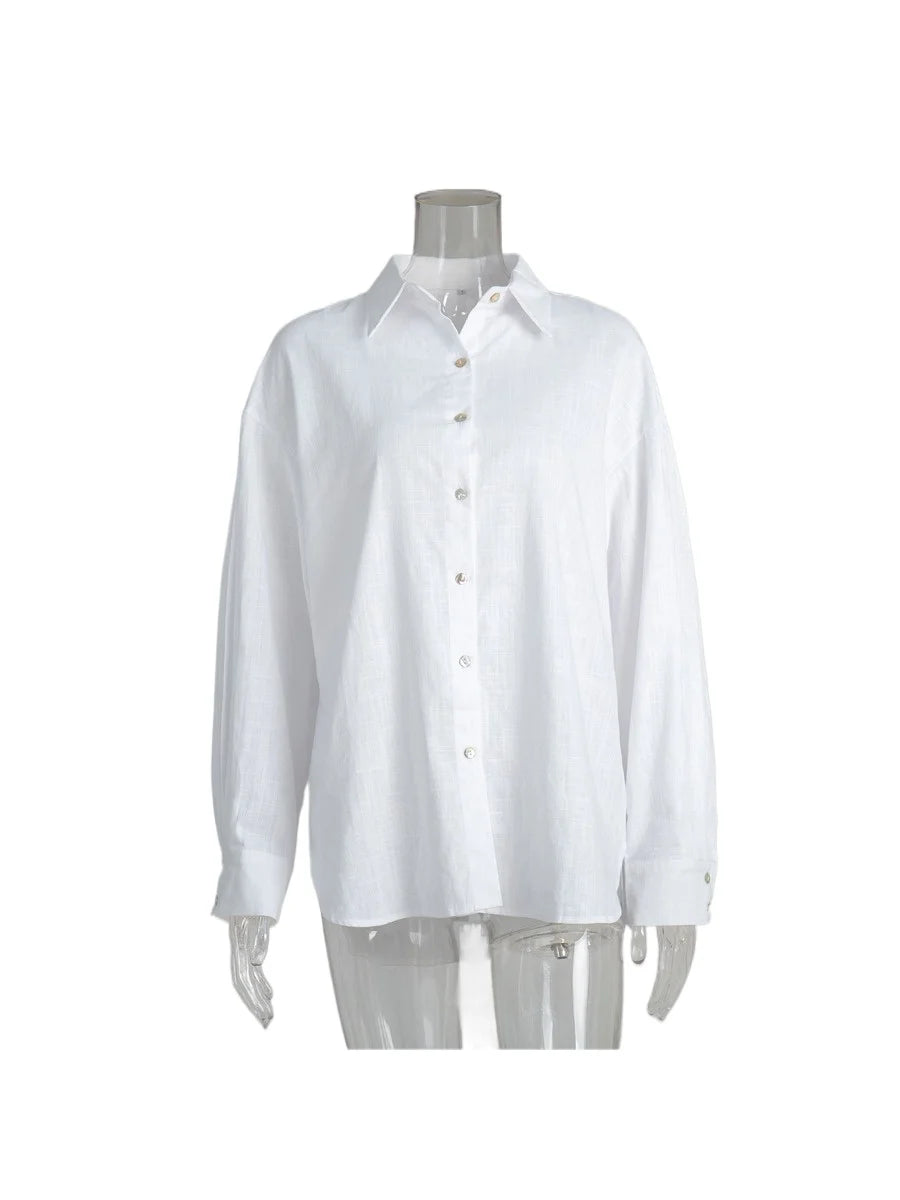 Bornladies 100% Cotton Spring Summer Versatile Lazy Casual Shirt Women&