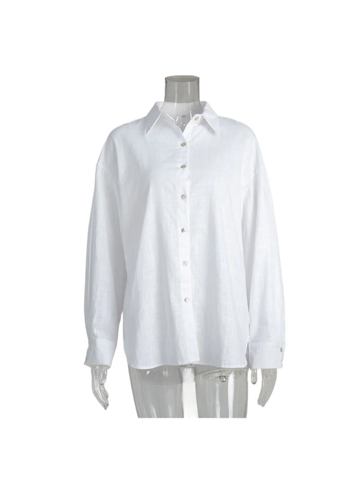 Bornladies 100% Cotton Spring Summer Versatile Lazy Casual Shirt Women&