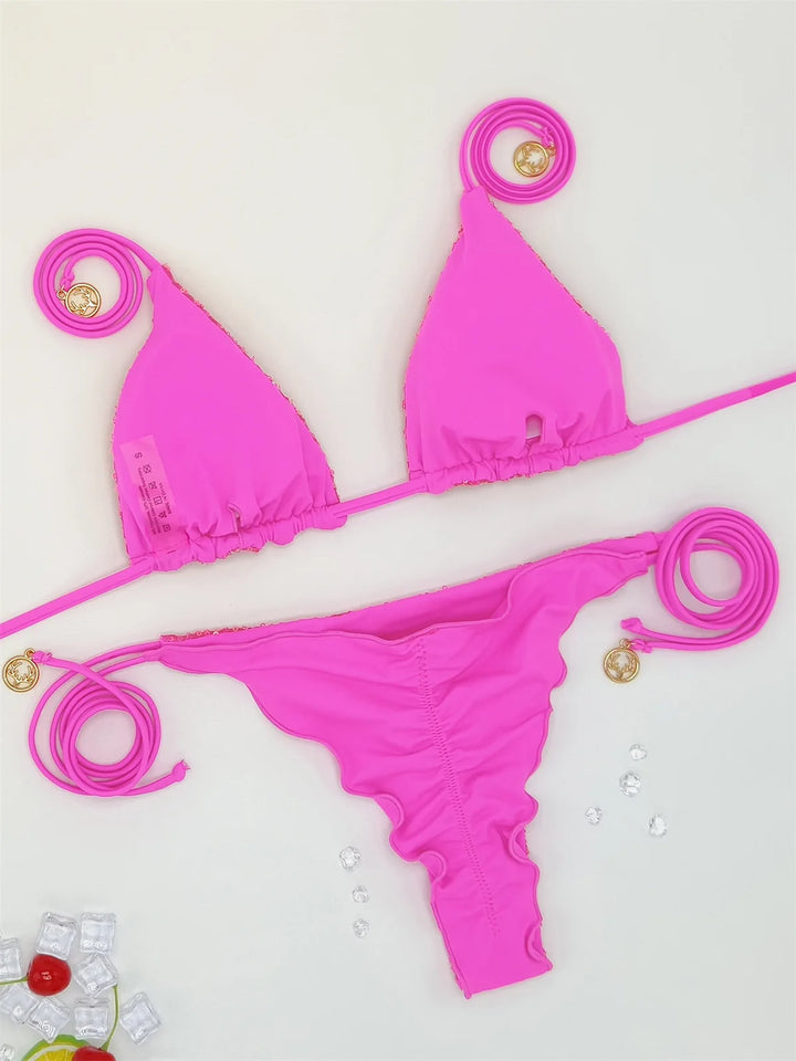 Sparkle Waves Brazilian Bikini Women Inspired Swimwear Designer Female Swimsuit Two-pieces Bikini set Bather Bathing Suit Vacay