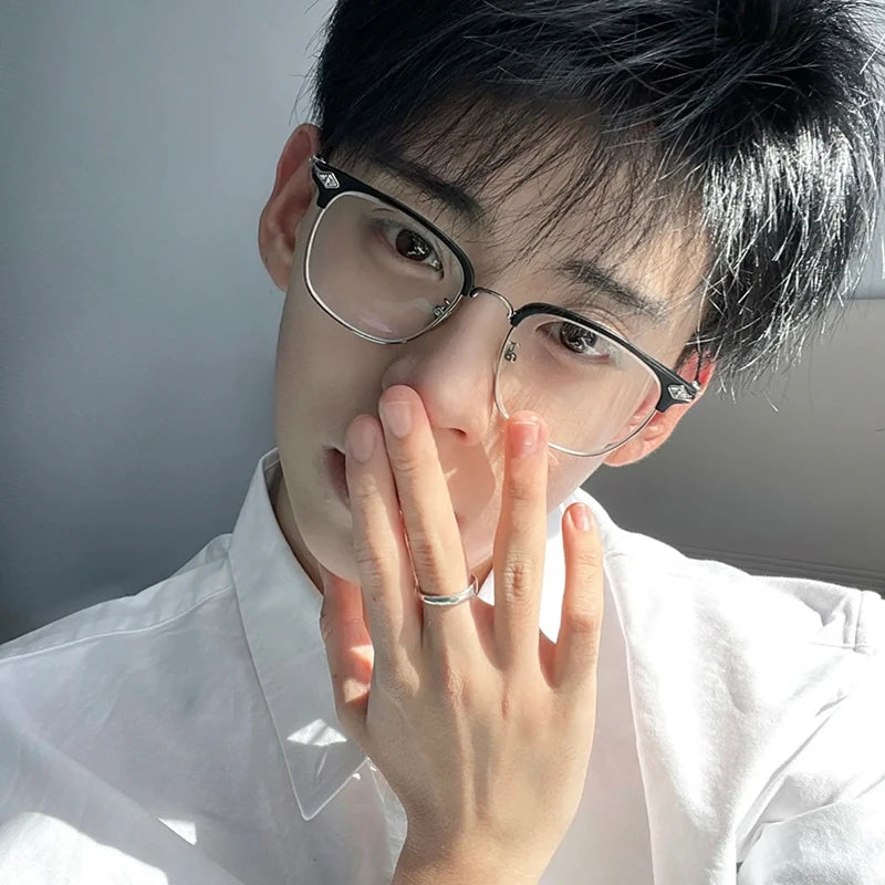 XJiea Anti-blue Light Glasses For Men Fashion Semi Rimless Metal Women Photochromic Eyewear Trendy Office Outdoor Accessory