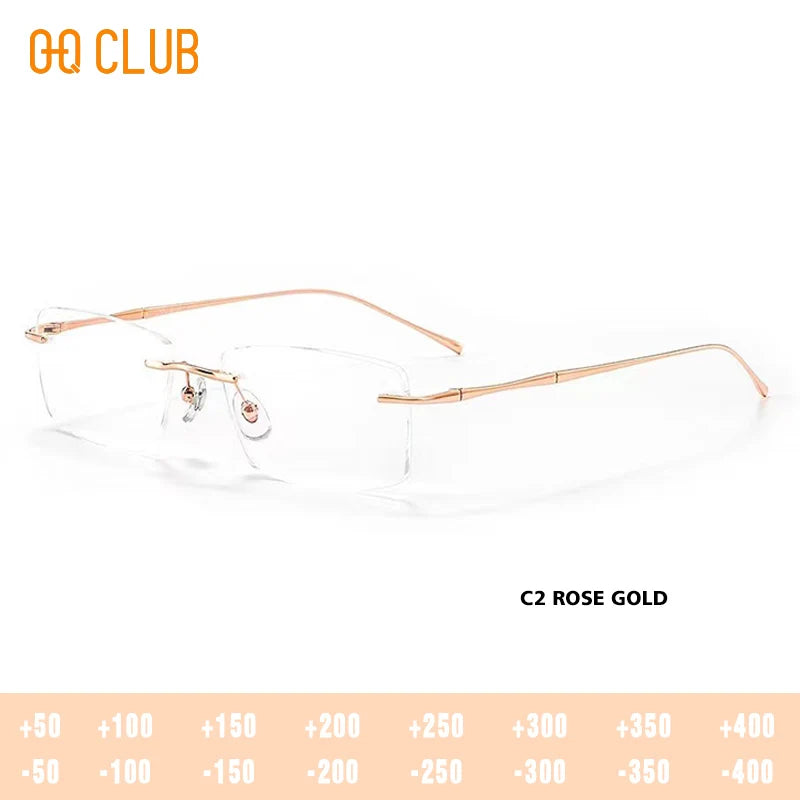 O-Q CLUB Rimless Presbyopic Glasses Woman Optical Titanium Women's Eyeglasses for Reading Glass for Man Eye-glasses -1 Eyewear