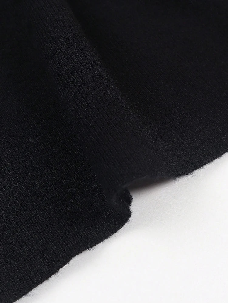 Autumn/Winter Fashion Slim-Fit Sweater Women's High-Neck Straight-Shoulder Long-Sleeve Slim-Fit Striped Knit Pullover