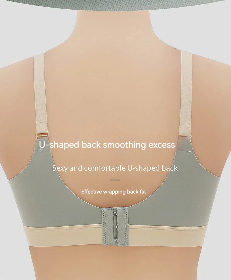 Ladies' Seamless Steel-free Thin Maternity Bra Gathered Comfortable Front-open Design For Postpartum Breastfeeding