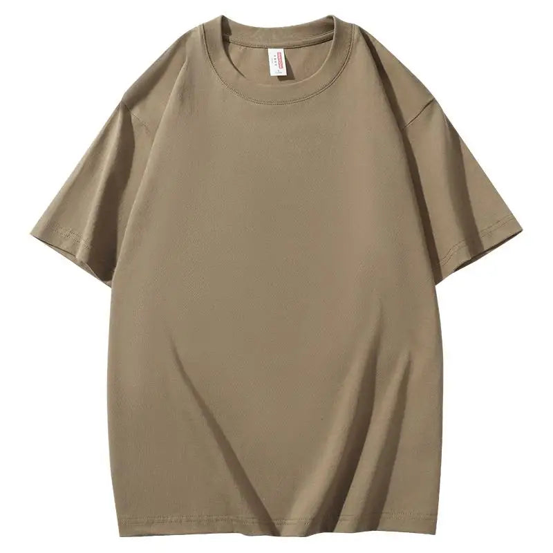 220 grams pure cotton short-sleeved custom logo solid-color round-neck T-shirt, loose large size, breathable T-shirt custom with