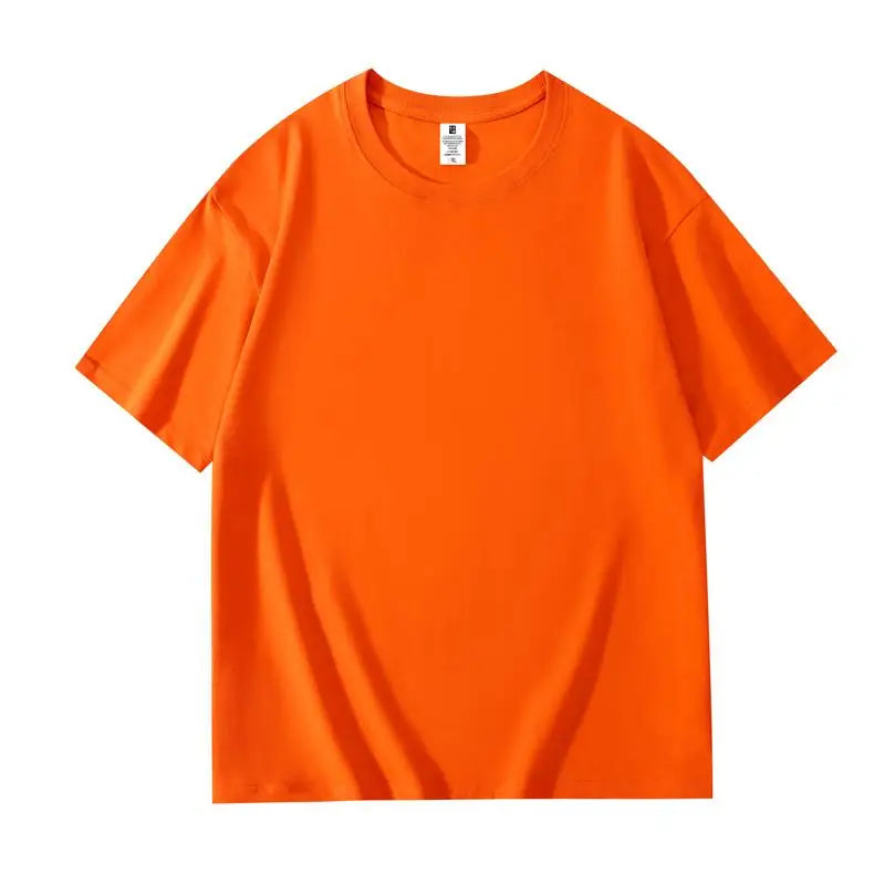 200 grams pure cotton short-sleeved custom logo solid-color round-neck T-shirt, loose large size, breathable T-shirt custom with